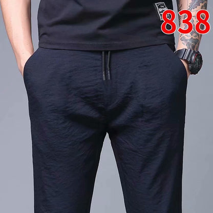 Straight Loose Ice Silk Pants Men's Thin Casual Trousers