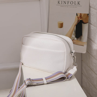 Solid Color Messenger Bag Women's Wide Shoulder Strap Shoulder Bag Small Square Bag