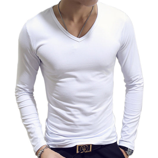 Slim-Fit Solid Color Round Neck Pullover Men's