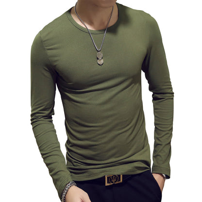 Slim-Fit Solid Color Round Neck Pullover Men's