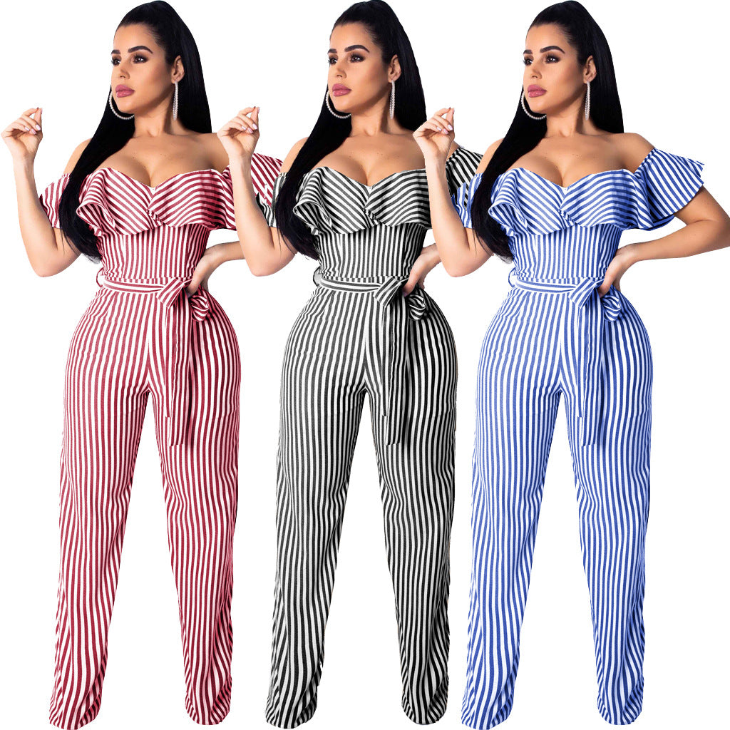 Sexy striped jumpsuit