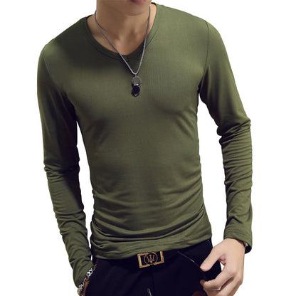 Slim-Fit Solid Color Round Neck Pullover Men's