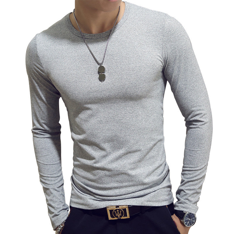 Slim-Fit Solid Color Round Neck Pullover Men's