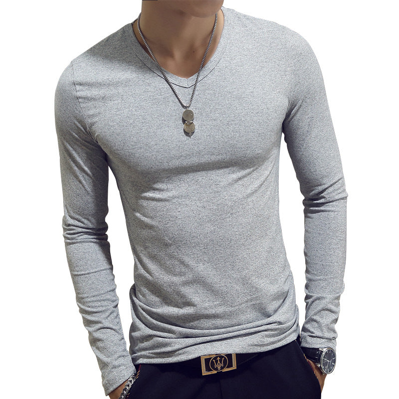 Slim-Fit Solid Color Round Neck Pullover Men's