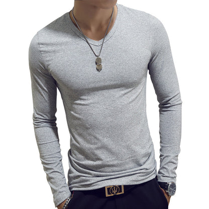 Slim-Fit Solid Color Round Neck Pullover Men's