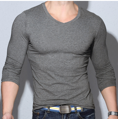 Mens V Neck Long Sleeve T Shirt