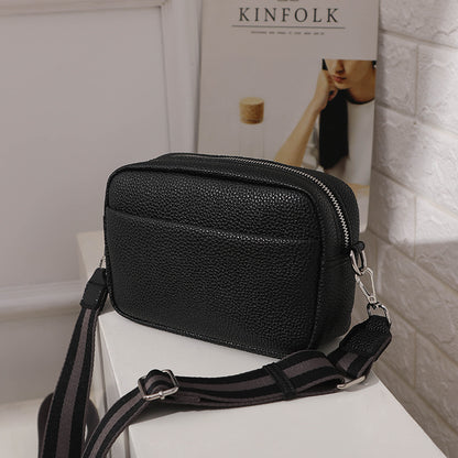 Solid Color Messenger Bag Women's Wide Shoulder Strap Shoulder Bag Small Square Bag