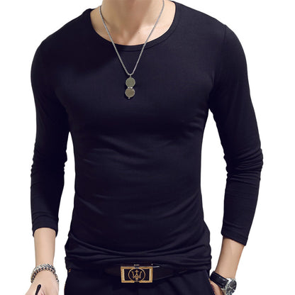 Slim-Fit Solid Color Round Neck Pullover Men's