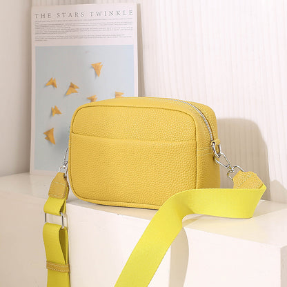 Solid Color Messenger Bag Women's Wide Shoulder Strap Shoulder Bag Small Square Bag