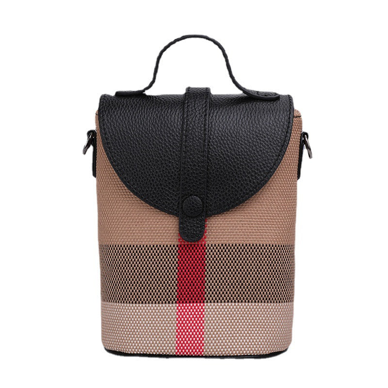 Women's Graceful And Fashionable Leather Plaid Crossbody Shoulder Bag