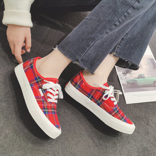 Plaid Low Top Canvas Casual Shoes