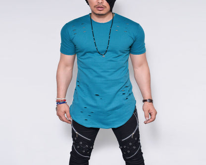 Men's Casual Patchwork Cotton Short Sleeve Bottoming T-Shirt