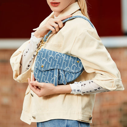 Women's Vintage Denim Saddle Bag