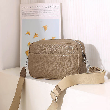 Solid Color Messenger Bag Women's Wide Shoulder Strap Shoulder Bag Small Square Bag