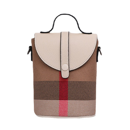 Women's Graceful And Fashionable Leather Plaid Crossbody Shoulder Bag