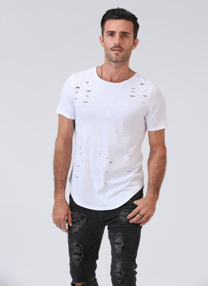 Men's Casual Patchwork Cotton Short Sleeve Bottoming T-Shirt