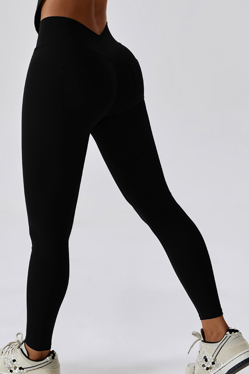 Wide Waistband Slim Fit Back Pocket Sports Leggings